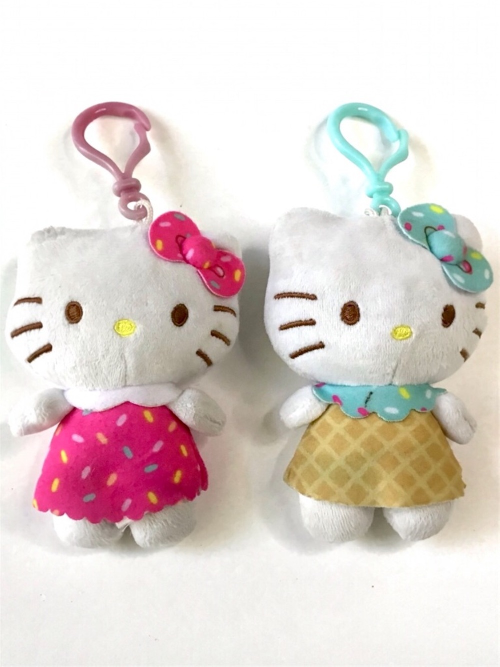 Hello Kitty Plush Dangler Backpack Clip Keychain Bag Purse Bling Sanrio Set of 2
